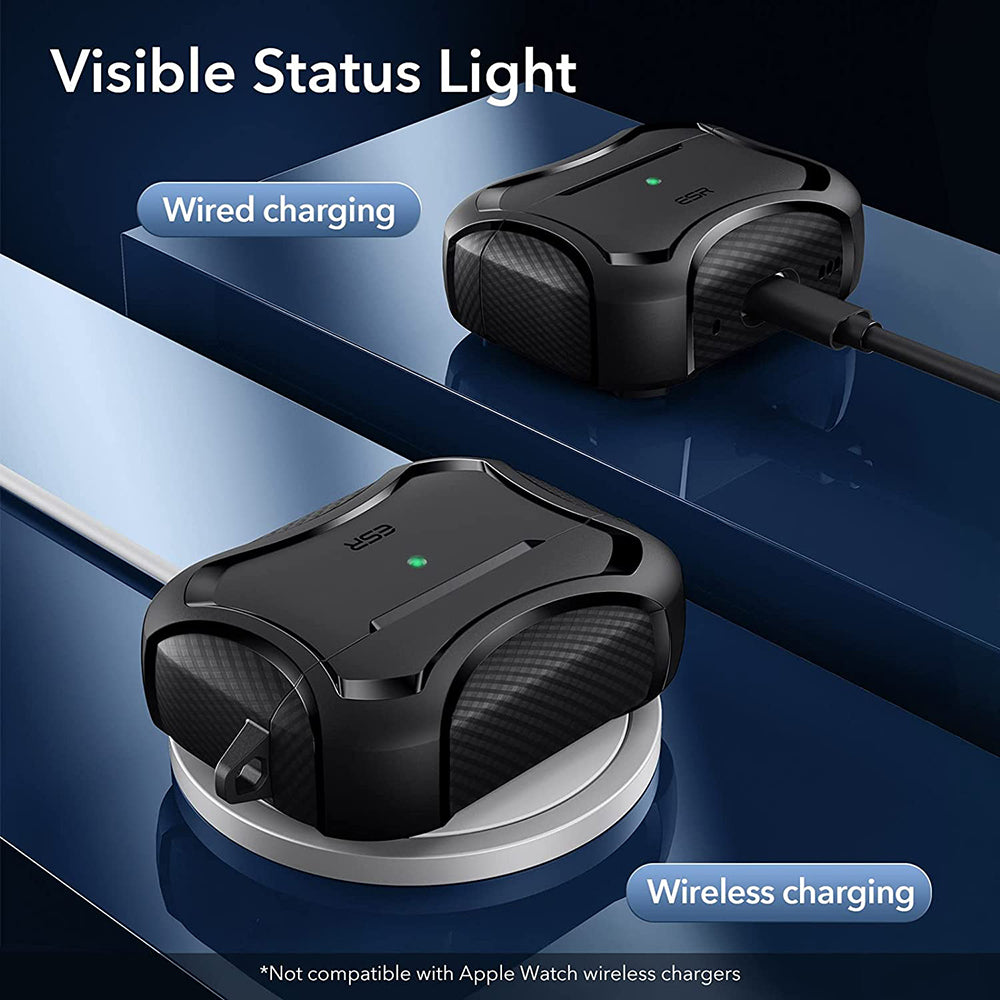 ESR Cyber Armor Tough Hülle für Apple AirPods Pro Serie, Schwarz