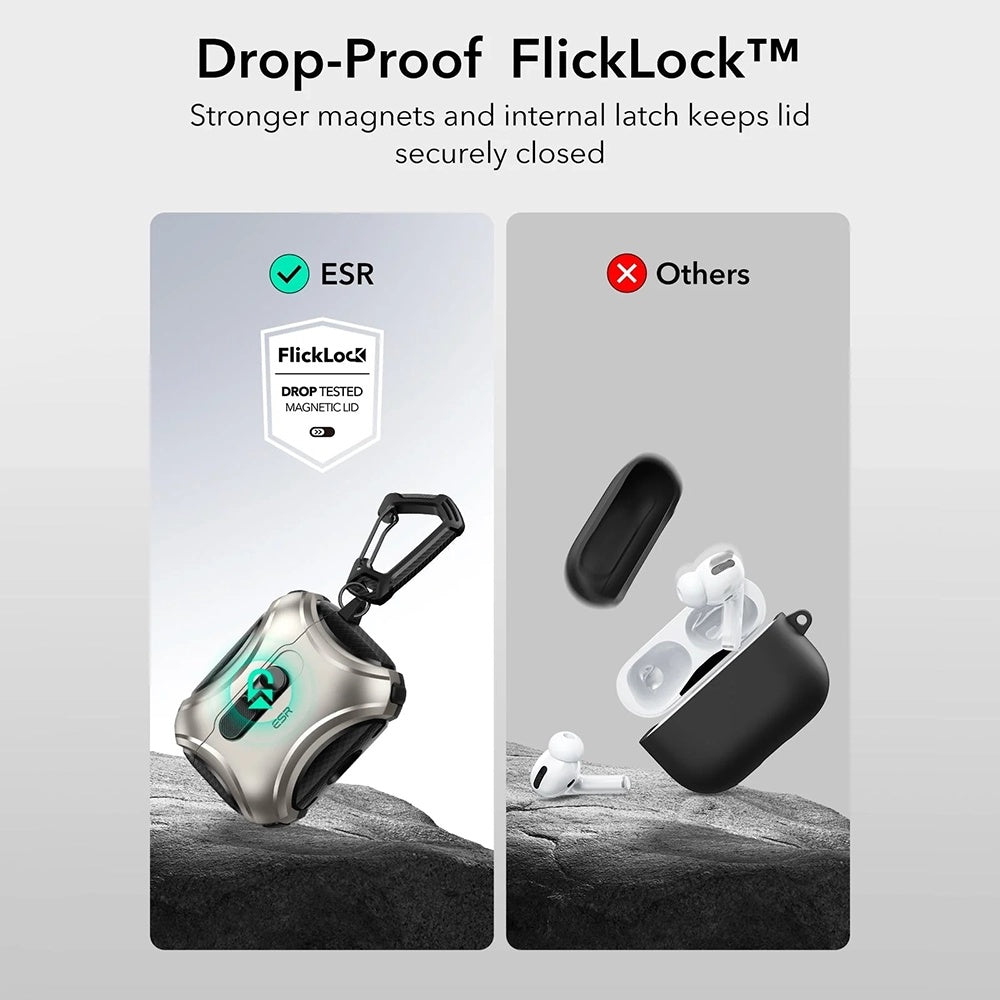 Étui ESR Cyber FlickLock pour Apple AirPods Pro 3, Gris