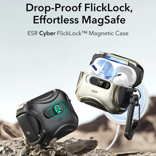 Étui ESR Cyber FlickLock pour Apple AirPods Pro 3, Noir