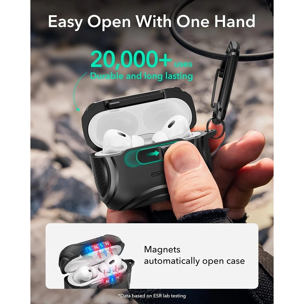 ESR Cyber FlickLock Hülle für Apple AirPods Pro 3, Schwarz