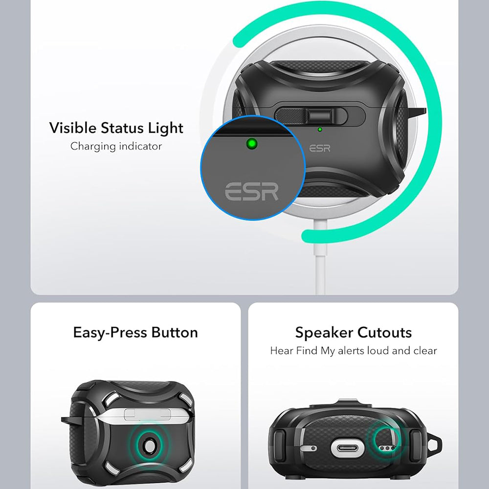 Custodia ESR Cyber per Apple AirPods Pro Series, Nera