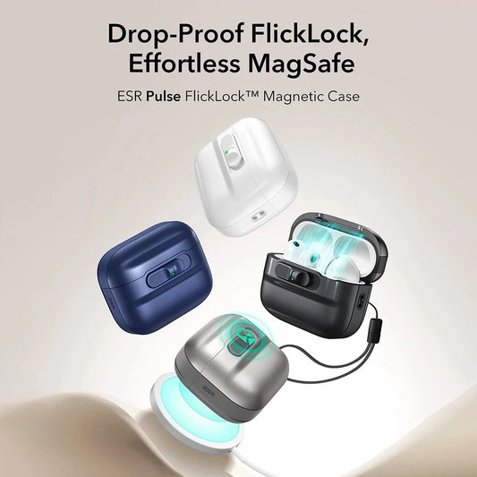 Étui ESR Pulse Magnetic FlickLock pour Apple AirPods Pro 3, Bleu Marine