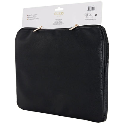 Housse Guess Grained Triangle Logo pour ordinateur portable 14 pouces, Noire