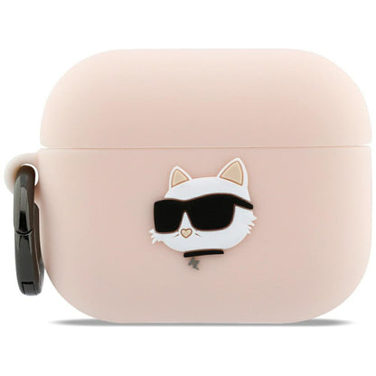 Custodia Karl Lagerfeld Silicone Choupette's Head 3D per Apple AirPods Pro 3, Rosa