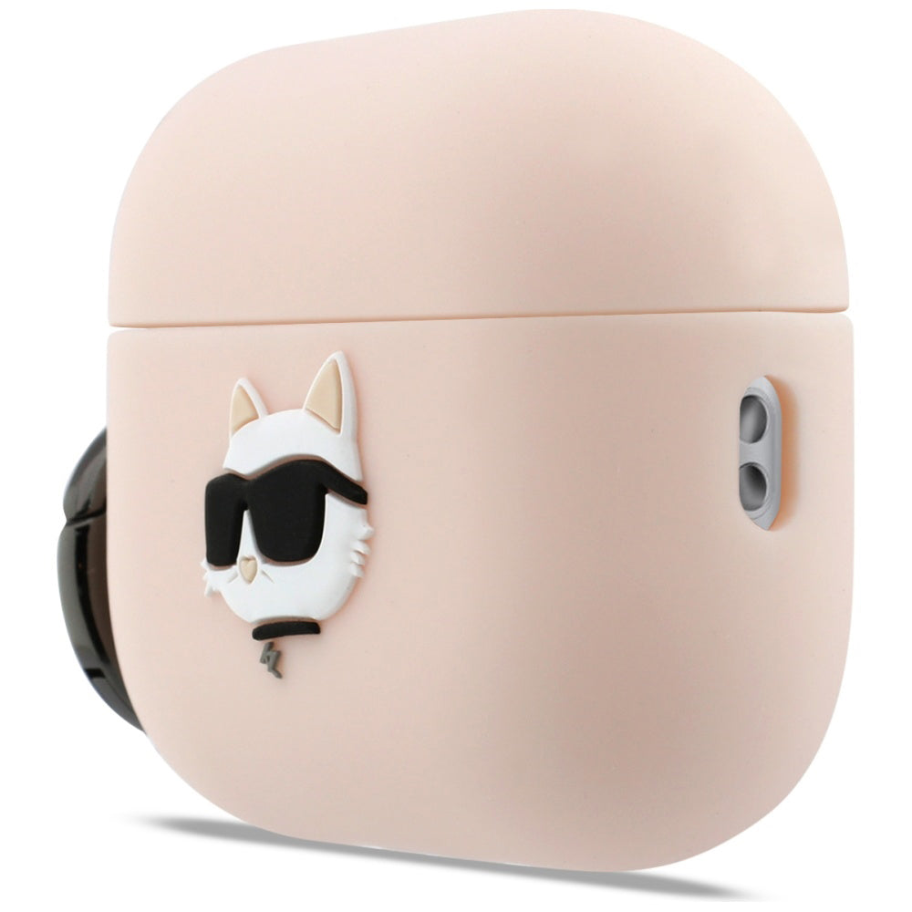 Custodia Karl Lagerfeld Silicone Choupette's Head 3D per Apple AirPods Pro 3, Rosa