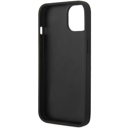 Coque pour Apple iPhone 14 Plus, Karl Lagerfeld, Monogramme Saffiano avec Logo Métallique, Noire