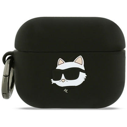 Karl Lagerfeld Silikonhülle Choupette's Head 3D für Apple AirPods Pro 3, Schwarz