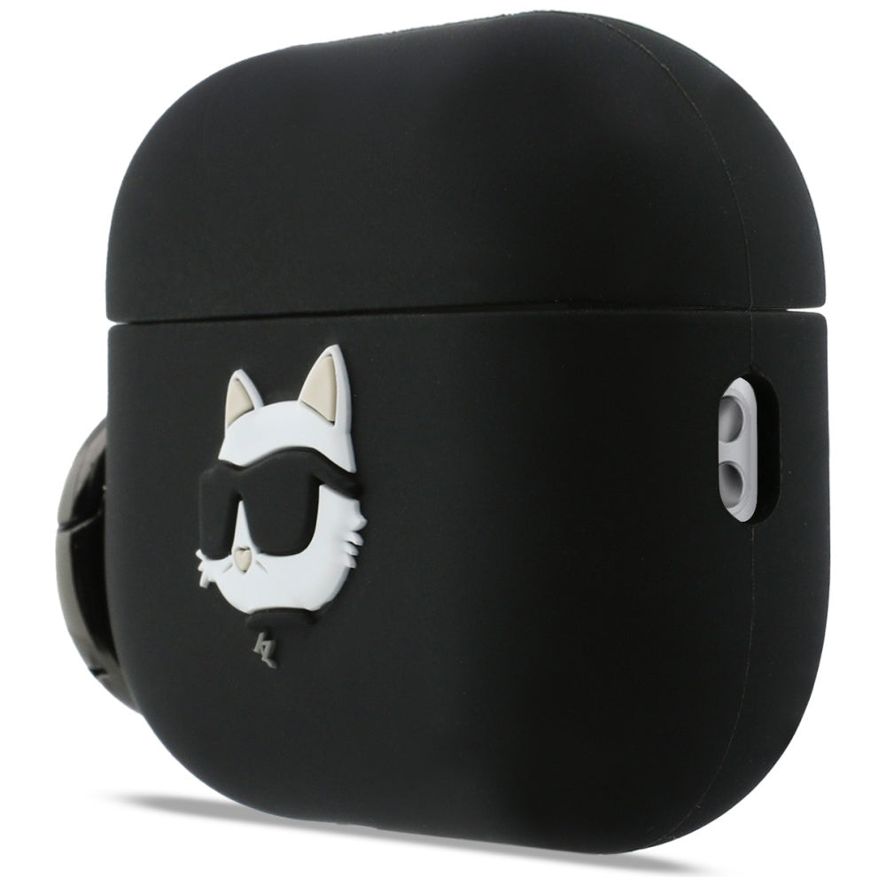 Karl Lagerfeld Silikonhülle Choupette's Head 3D für Apple AirPods Pro 3, Schwarz