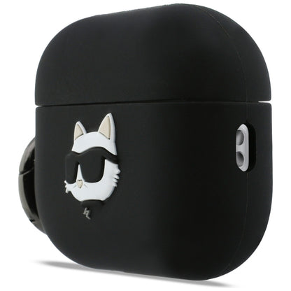 Karl Lagerfeld Silikonhülle Choupette's Head 3D für Apple AirPods Pro 3, Schwarz