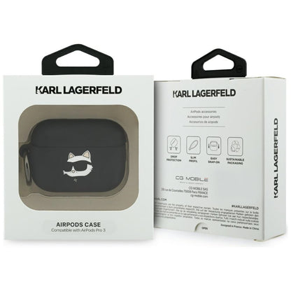 Karl Lagerfeld Silikonhülle Choupette's Head 3D für Apple AirPods Pro 3, Schwarz