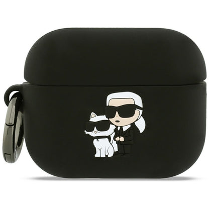 Étui Karl Lagerfeld Silicone Karl & Choupette 3D pour Apple AirPods Pro 3, Noir