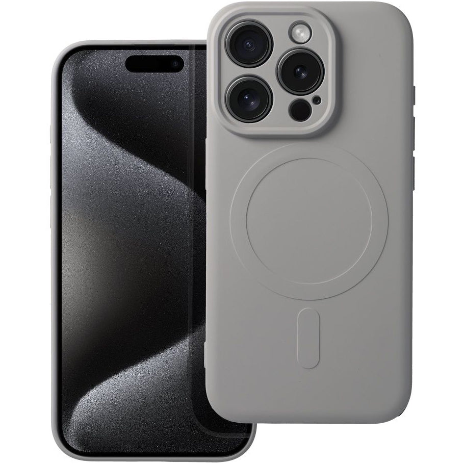 Coque MagSafe pour Apple iPhone 15 Pro Max, OEM, Silicone Mag, Gris