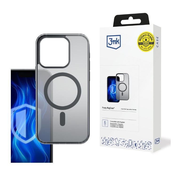 Custodia MagSafe per Apple iPhone 16 Pro Max, 3MK, Frosty MagCase, Nera
