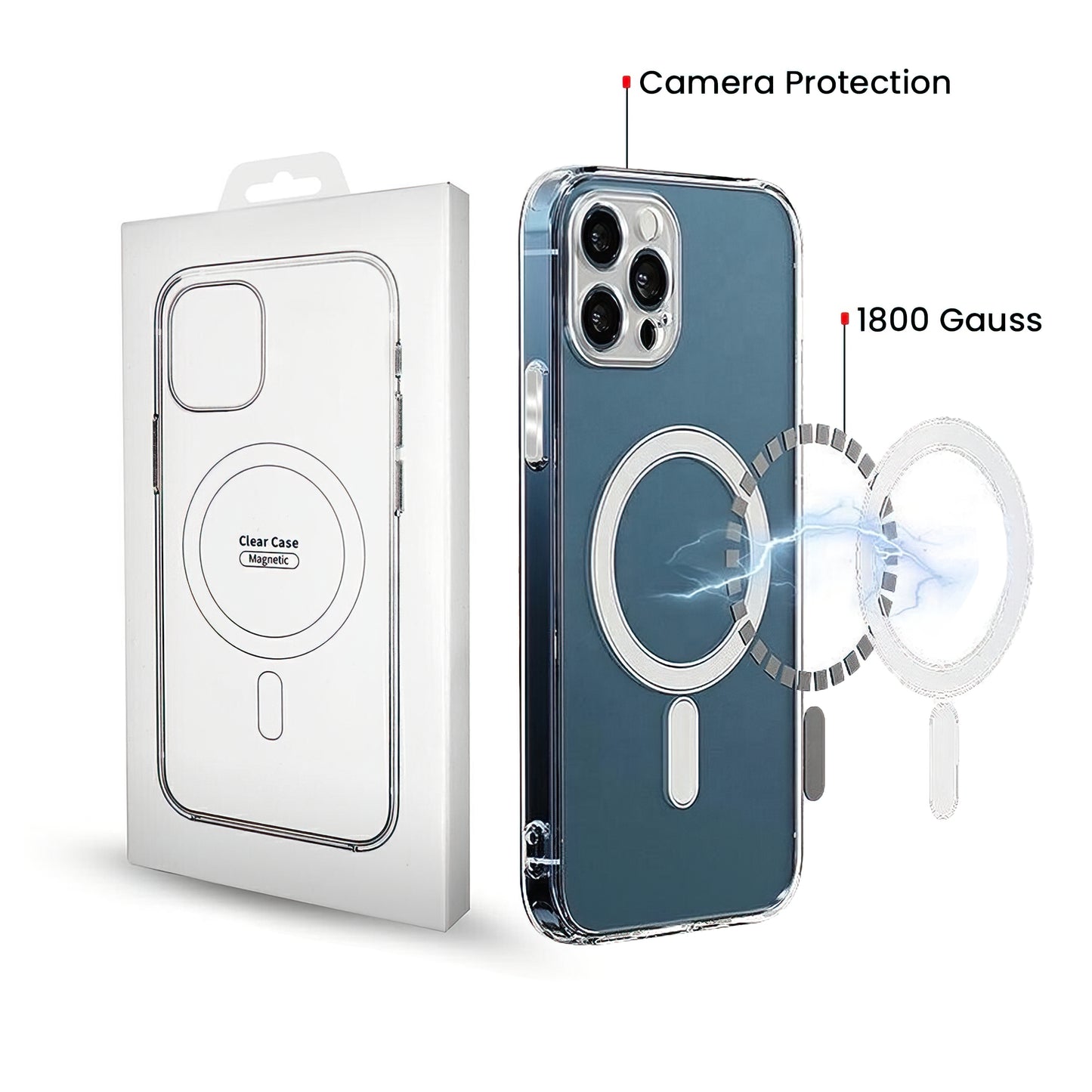 Custodia MagSafe per Apple iPhone 16 Pro, OEM, Clear con Protezione per la Fotocamera, Trasparente