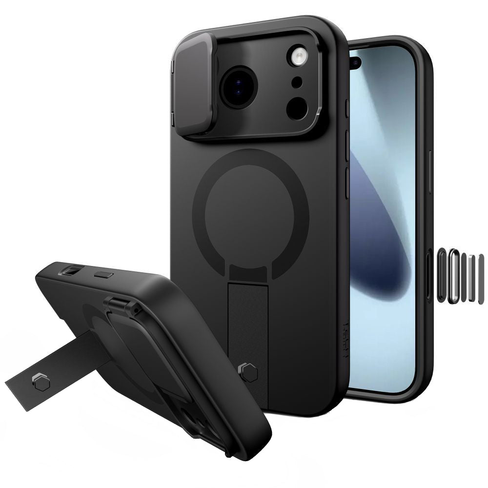 Custodia MagSafe per Apple iPhone 17 Pro Max, Tech-Protect, Kevlar Aura, Nera