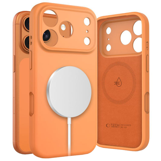 Custodia MagSafe per Apple iPhone 17 Pro Max, Tech-Protect, Silicone, Arancione