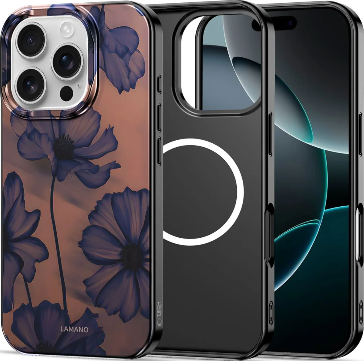 Étui MagSafe pour Apple iPhone 16 Pro, Tech-Protect, Lamano Velvet Night, Noir