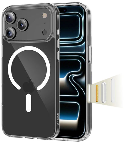 Custodia MagSafe per Apple iPhone 17 Pro Max, Tech-Protect, Flexair Hybrid CC, Trasparente
