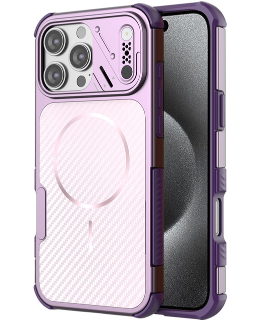 Custodia MagSafe per Apple iPhone 16 Pro Max, OEM, Protezione in Carbonio e Angoli, Viola