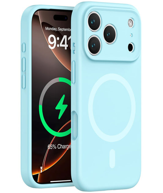 Coque MagSafe pour Apple iPhone 17 Pro, OEM, Silicone Liquide, Turquoise