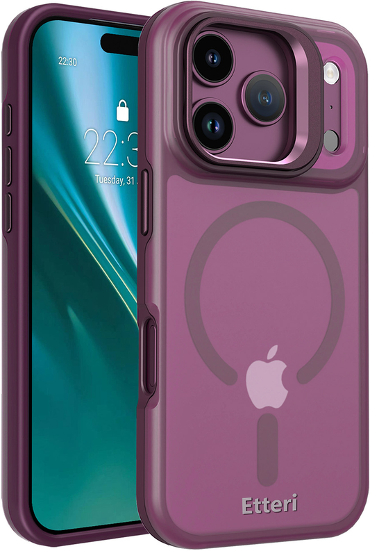Coque MagSafe pour Apple iPhone 18 Pro / 17 Pro, Etteri, Morning Fog, Bordeaux
