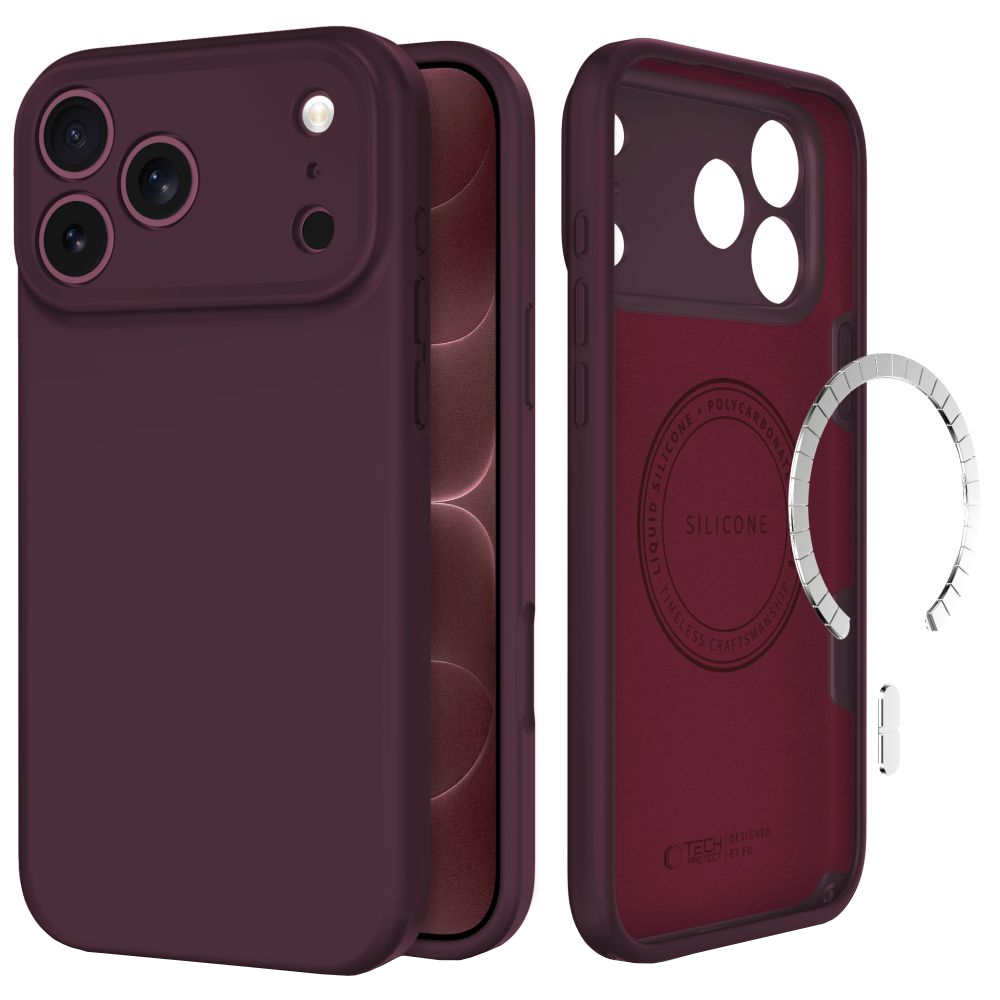 Custodia MagSafe per Apple iPhone 18 Pro Max / 17 Pro Max, Tech-Protect, silicone, color vinaccia