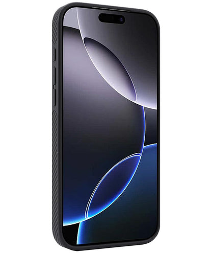 MagSafe-Hülle für Apple iPhone 16 Pro, OEM, Carbon-Metallring, Schwarz