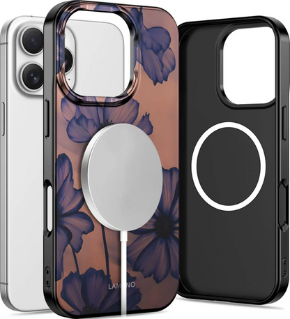 Étui MagSafe pour Apple iPhone 16 Pro Max, Tech-Protect, Lamano Velvet Night, Noir