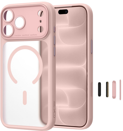 Coque MagSafe pour Apple iPhone 18 Pro / 17 Pro, Tech-Protect, MagPeak CC, rose mat.