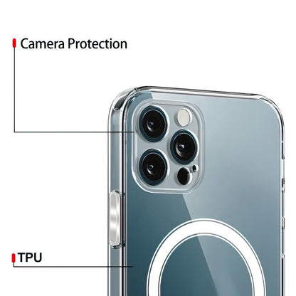 Custodia MagSafe per Apple iPhone 16 Pro, OEM, Clear con Protezione per la Fotocamera, Trasparente