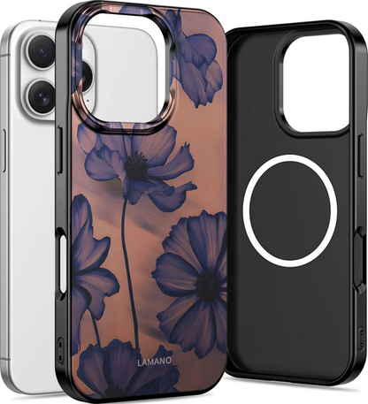 Étui MagSafe pour Apple iPhone 16 Pro Max, Tech-Protect, Lamano Velvet Night, Noir