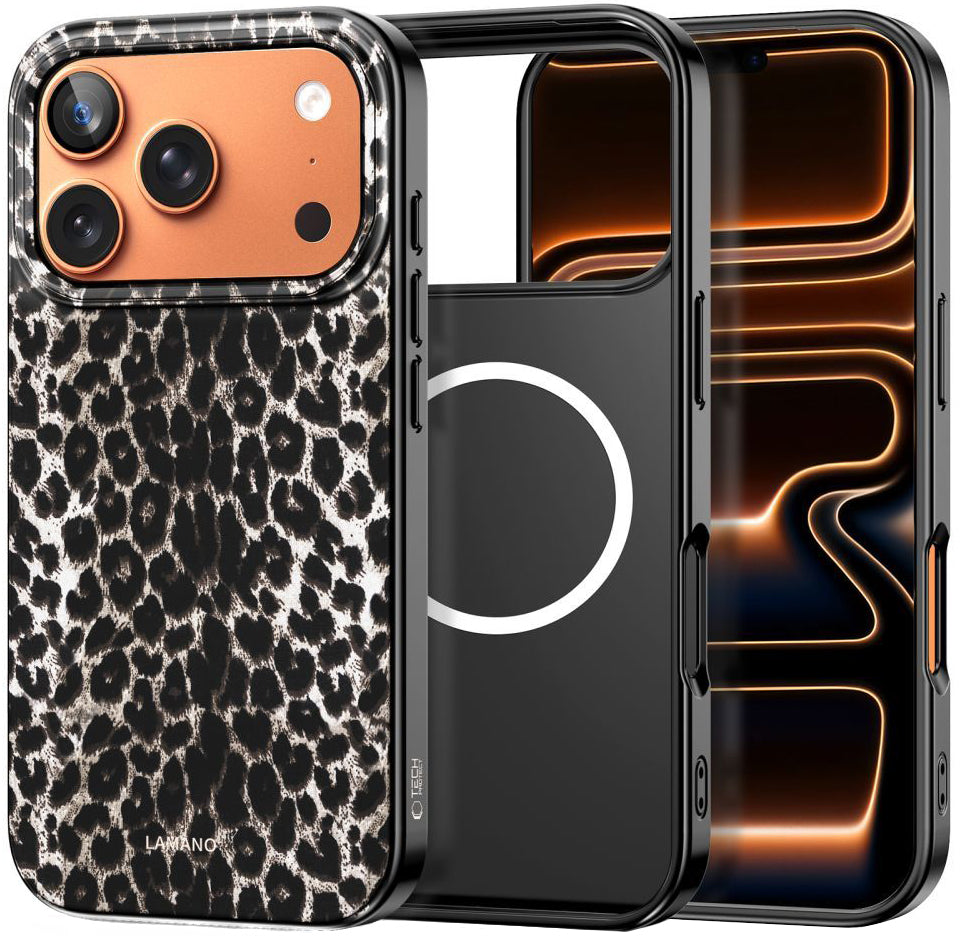 Custodia MagSafe per Apple iPhone 17 Pro, Tech-Protect, Lamano Leopard, Nera