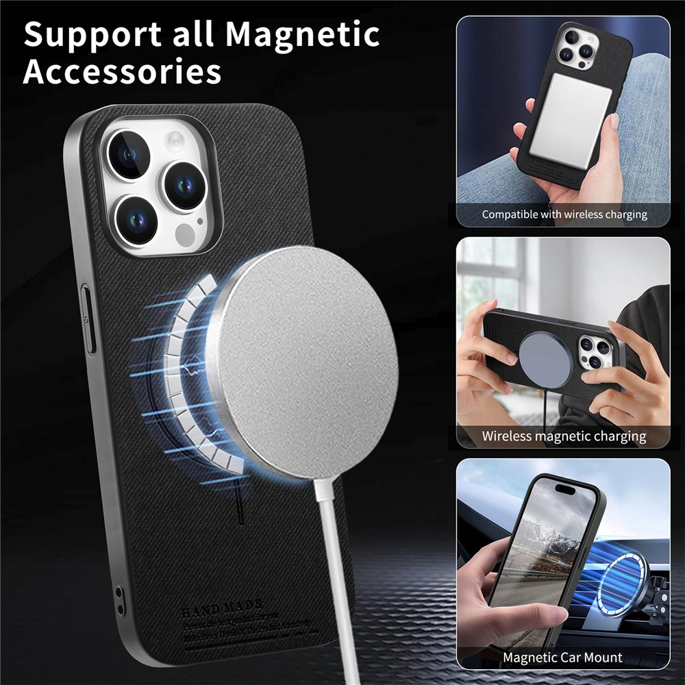 Custodia MagSafe per Apple iPhone 16 Pro Max, OEM, Tessuto, Nera