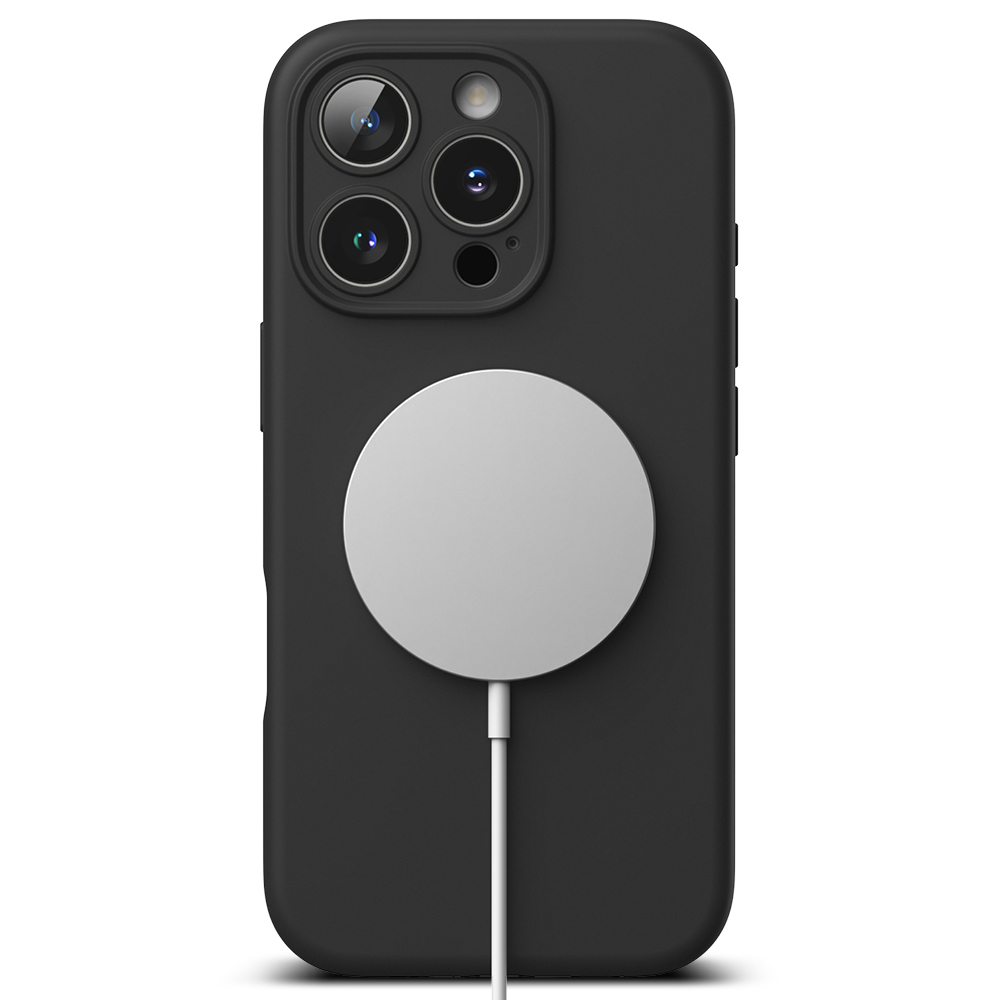 Coque MagSafe pour Apple iPhone 16 Pro Max, Ringke, Silicone, Noire, Reconditionnée