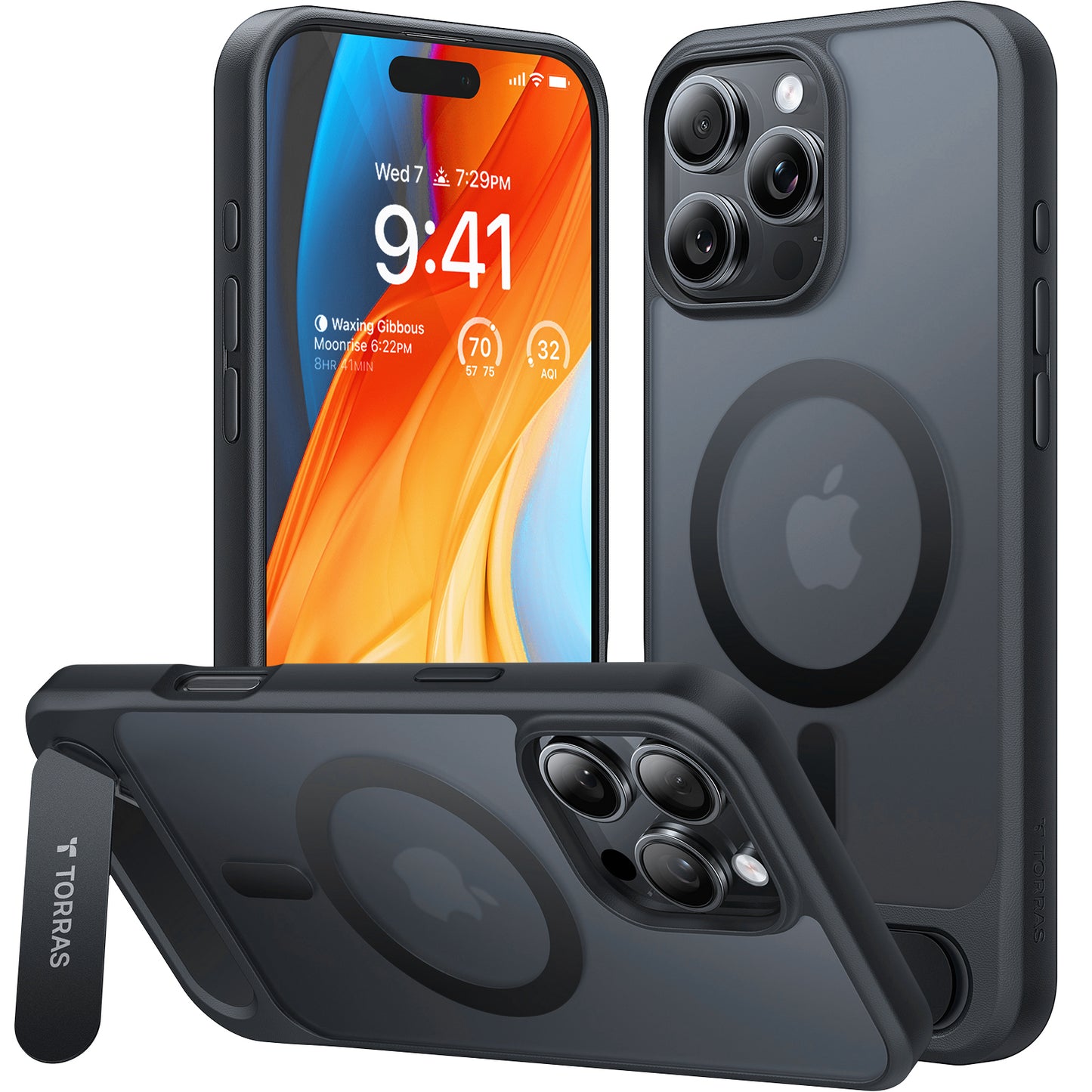 MagSafe Hülle für Apple iPhone 16 Pro Max, Torras, Pstand, Schwarz