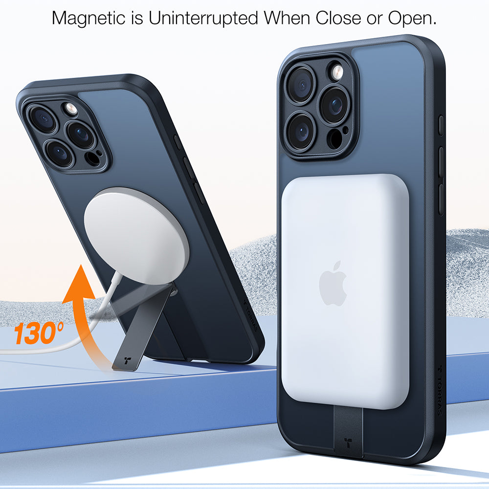 MagSafe Hülle für Apple iPhone 16 Pro, Torras, Pstand Spin, Schwarz