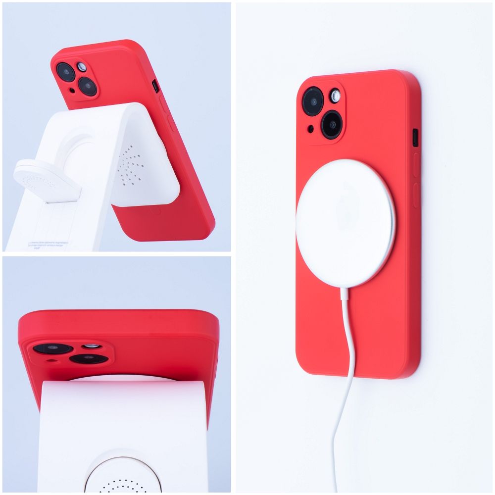 Coque MagSafe pour Apple iPhone 17e / 16e, OEM, Silicone Mag, Rouge