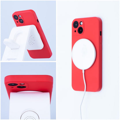Coque MagSafe pour Apple iPhone 17e / 16e, OEM, Silicone Mag, Rouge