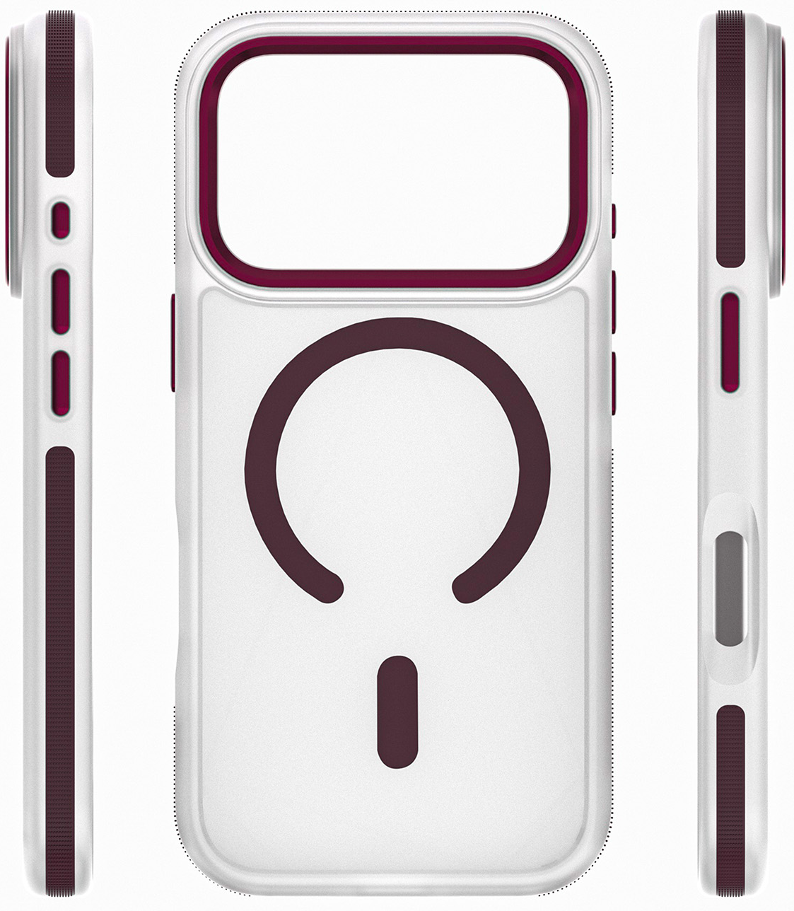 MagSafe Case for Apple iPhone 18 Pro / 17 Pro, Etteri, Icy Mag, Burgundy