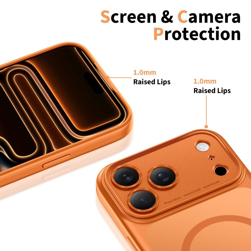 Coque MagSafe pour Apple iPhone 17 Pro, Tech-Protect, MagPeak, Orange Mat