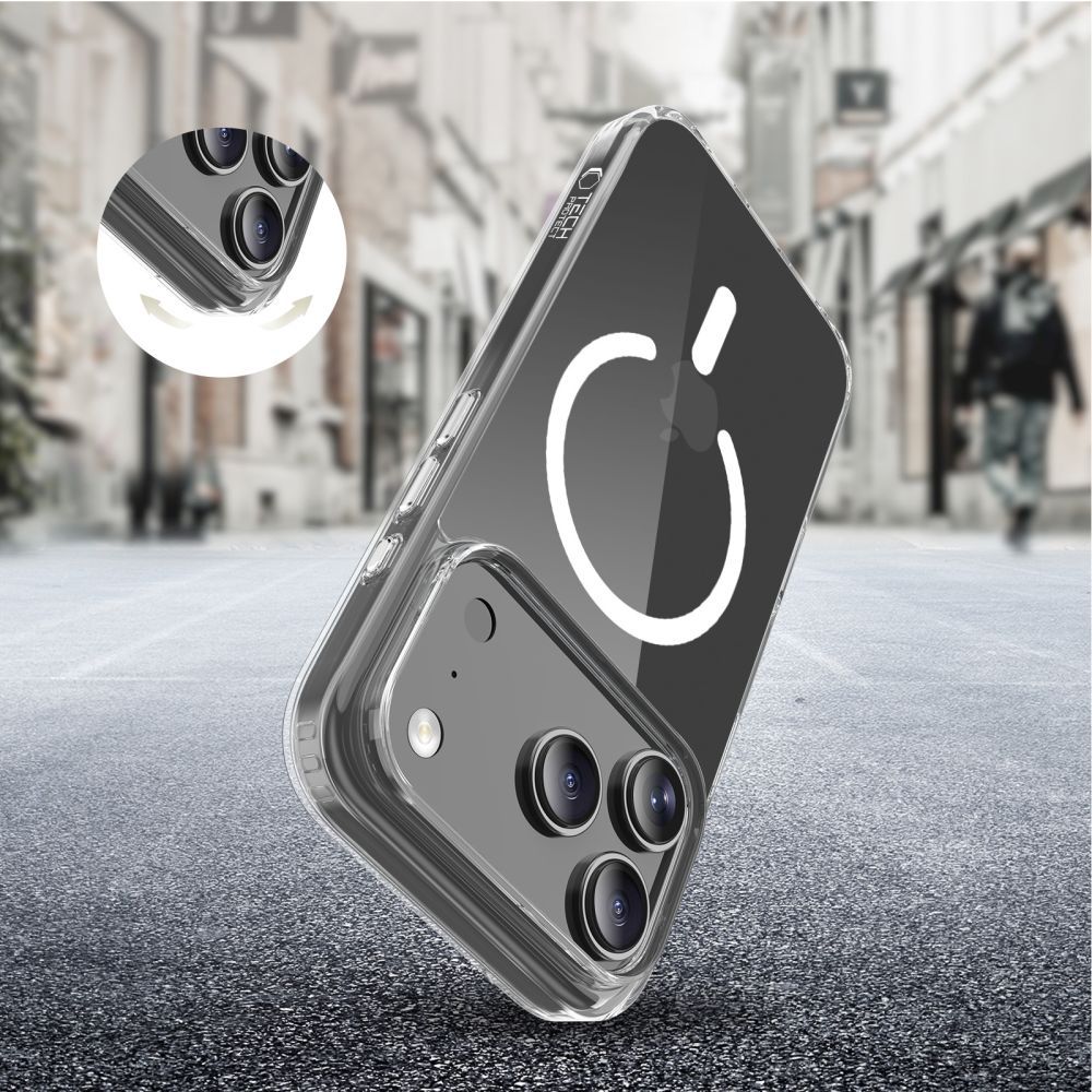 Custodia MagSafe per Apple iPhone 17 Pro Max, Tech-Protect, Flexair Hybrid CC, Trasparente