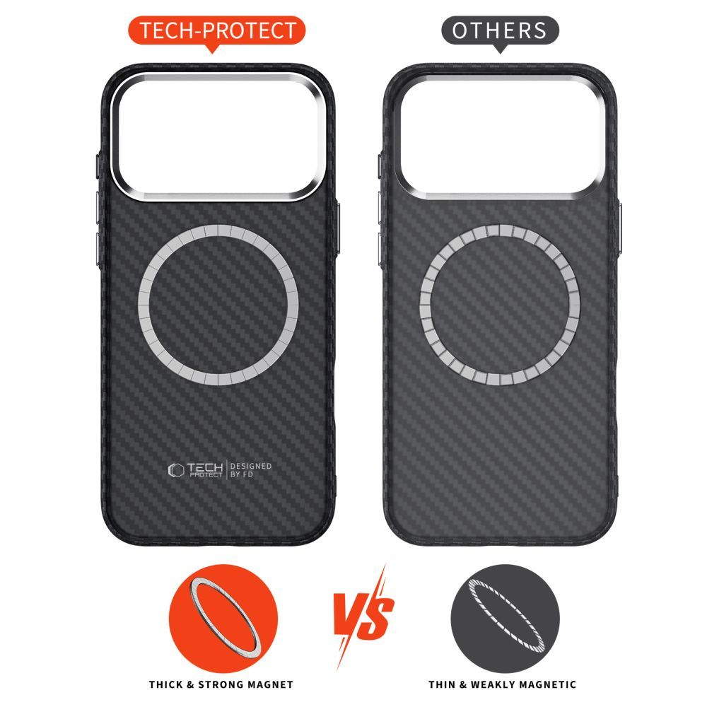 Coque MagSafe pour Apple iPhone 17 Pro Max, Tech-Protect, Ion Carbon, Noire