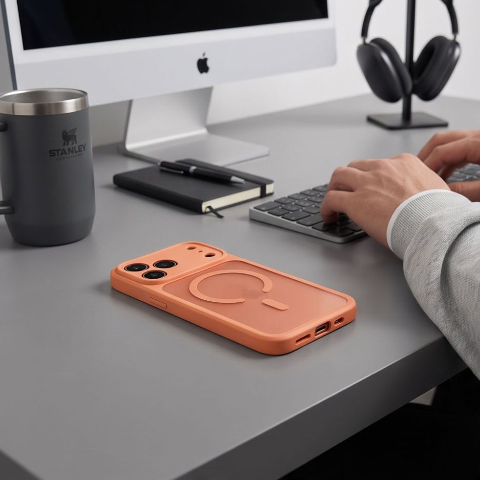 Coque MagSafe pour Apple iPhone 18 Pro / 17 Pro, Tech-Protect, BasicMag, Orange Mat