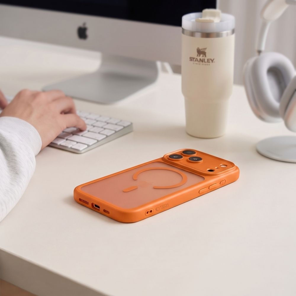 Coque MagSafe pour Apple iPhone 18 Pro Max / 17 Pro Max, Tech-Protect, MagPeak CC, Orange Mat