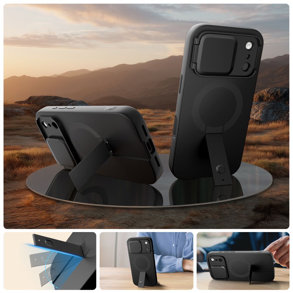 Custodia MagSafe per Apple iPhone 17 Pro Max, Tech-Protect, Kevlar Aura, Nera