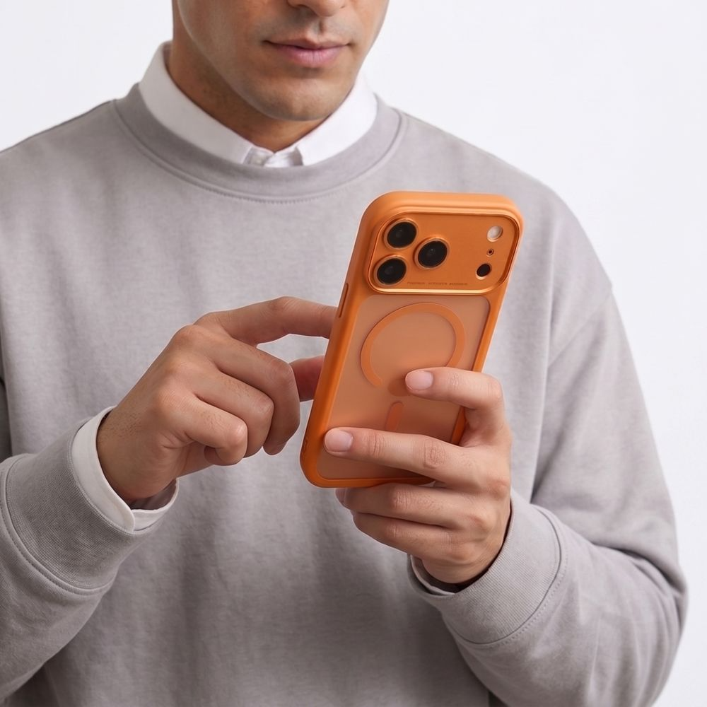 Coque MagSafe pour Apple iPhone 18 Pro Max / 17 Pro Max, Tech-Protect, MagPeak CC, Orange Mat