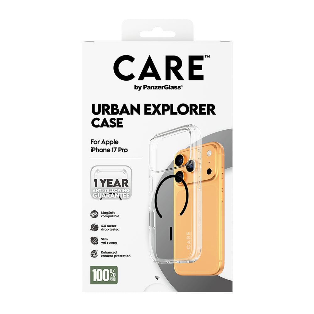 Custodia MagSafe per Apple iPhone 17 Pro, PanzerGlass, Care Urban Explorer, Trasparente Bianca, Risigillata