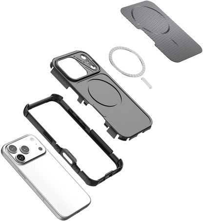 Coque MagSafe pour Apple iPhone 18 Pro / 17 Pro, OEM, Protection en carbone et coins, Noire