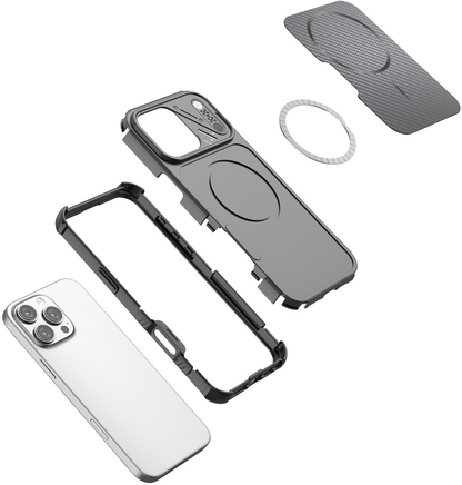 MagSafe-Hülle für Apple iPhone 16 Pro, OEM, Carbon- und Eckenschutz, Schwarz