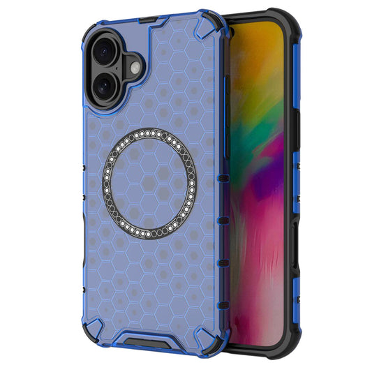 Coque MagSafe pour Apple iPhone 16, Techsuit, HoneyComb Shield, Bleue